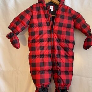 Baby Gap Snowsuit buffalo plaid Puffer Size 6-12 Months